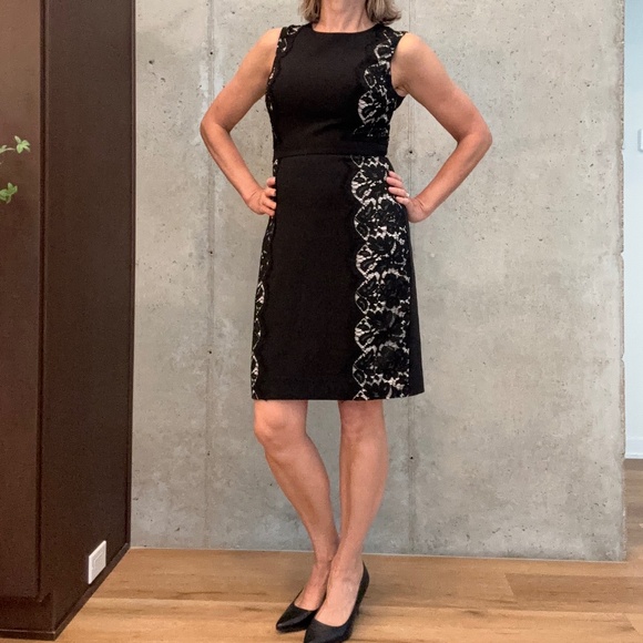 J. Crew Dresses & Skirts - J. Crew Cocktail Dress in Black, Lace & cream panel Size 4